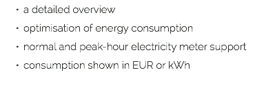 a detailed overview optimisation of energy consumption normal and peak-hour electricity meter support consumption shown in EUR or kWh